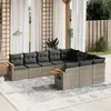 Image de vidaXL Salon de jardin avec coussins 10 pcs gris résine tressée