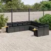 Image de vidaXL Salon de jardin 10 pcs avec coussins noir résine tressée