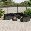 Image de vidaXL Salon de jardin 11 pcs avec coussins noir résine tressée