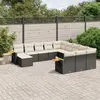 Image de vidaXL Salon de jardin 11 pcs avec coussins noir résine tressée