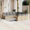 Image de vidaXL Salon de jardin 11 pcs avec coussins beige résine tressée