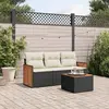 Image de vidaXL Salon de jardin 4 pcs avec coussins noir résine tressée