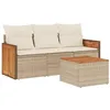 Image de vidaXL Salon de jardin avec coussins 4 pcs beige résine tressée