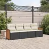 Image de vidaXL Salon de jardin 4 pcs avec coussins noir résine tressée