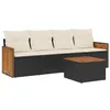 Image de vidaXL Salon de jardin 5 pcs avec coussins noir résine tressée