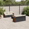 Image de vidaXL Salon de jardin 7 pcs avec coussins noir résine tressée