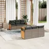 Image de vidaXL Salon de jardin avec coussins 7 pcs gris résine tressée