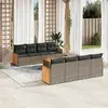 Image de vidaXL Salon de jardin 9 pcs avec coussins gris résine tressée