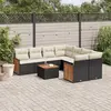 Image de vidaXL Salon de jardin 9 pcs avec coussins noir résine tressée