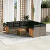 Image de vidaXL Salon de jardin 9 pcs avec coussins gris résine tressée