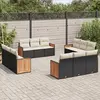 Image de vidaXL Salon de jardin 12 pcs avec coussins noir résine tressée