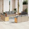 Image de vidaXL Salon de jardin avec coussins 12 pcs beige résine tressée