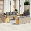 Image de vidaXL Salon de jardin avec coussins 13 pcs beige résine tressée