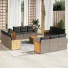 Image de vidaXL Salon de jardin avec coussins 13 pcs gris résine tressée