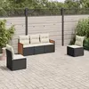 Image de vidaXL Salon de jardin 5 pcs avec coussins noir résine tressée