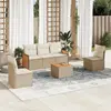 Image de vidaXL Salon de jardin avec coussins 6 pcs beige résine tressée