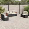 Image de vidaXL Salon de jardin 7 pcs avec coussins noir résine tressée