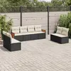 Image de vidaXL Salon de jardin 8 pcs avec coussins noir résine tressée
