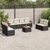 Image de vidaXL Salon de jardin 9 pcs avec coussins noir résine tressée