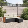 Image de vidaXL Salon de jardin 4 pcs avec coussins noir résine tressée