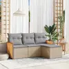 Image de vidaXL Salon de jardin avec coussins 4 pcs beige résine tressée