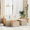 Image de vidaXL Salon de jardin avec coussins 5 pcs beige résine tressée