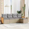 Image de vidaXL Salon de jardin avec coussins 5 pcs beige résine tressée