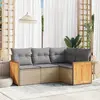 Image de vidaXL Salon de jardin avec coussins 4 pcs beige résine tressée
