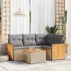 Image de vidaXL Salon de jardin avec coussins 5 pcs beige résine tressée