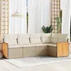 Image de vidaXL Salon de jardin avec coussins 5 pcs beige résine tressée