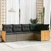 Image de vidaXL Salon de jardin 5 pcs avec coussins gris résine tressée