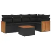Image de vidaXL Salon de jardin 6 pcs avec coussins noir résine tressée