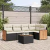 Image de vidaXL Salon de jardin 6 pcs avec coussins noir résine tressée