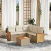 Image de vidaXL Salon de jardin avec coussins 6 pcs beige résine tressée