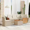 Image de vidaXL Salon de jardin avec coussins 6 pcs beige résine tressée