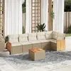Image de vidaXL Salon de jardin avec coussins 7 pcs beige résine tressée