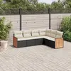 Image de vidaXL Salon de jardin 6 pcs avec coussins noir résine tressée