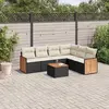 Image de vidaXL Salon de jardin 7 pcs avec coussins noir résine tressée