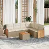 Image de vidaXL Salon de jardin avec coussins 7 pcs beige résine tressée