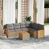 Image de vidaXL Salon de jardin avec coussins 7 pcs beige résine tressée
