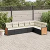 Image de vidaXL Salon de jardin 7 pcs avec coussins noir résine tressée