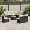 Image de vidaXL Salon de jardin 9 pcs avec coussins noir résine tressée