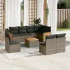 Image de vidaXL Salon de jardin 9 pcs avec coussins gris résine tressée
