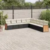 Image de vidaXL Salon de jardin 9 pcs avec coussins noir résine tressée