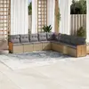 Image de vidaXL Salon de jardin avec coussins 9 pcs beige résine tressée