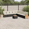 Image de vidaXL Salon de jardin 10 pcs avec coussins noir résine tressée