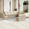 Image de vidaXL Salon de jardin avec coussins 10 pcs beige résine tressée
