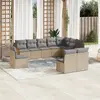 Image de vidaXL Salon de jardin avec coussins 10 pcs beige résine tressée
