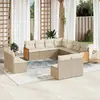 Image de vidaXL Salon de jardin 11 pcs avec coussins beige résine tressée