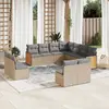 Image de vidaXL Salon de jardin 11 pcs avec coussins beige résine tressée